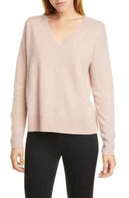 NUEVO Pullover Nordstrom Signature cuello en V cachemir en rosa - Talla M #S1760 Foto 1 de 4