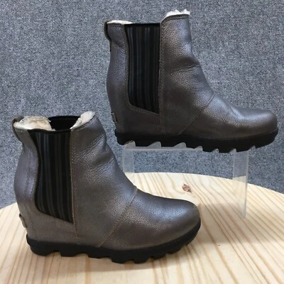Bota Chelsea Sorel Wedge Mujer 7 Gris Plateado Joan of Arctic Shearling LL5335-052 Foto 1 de 4