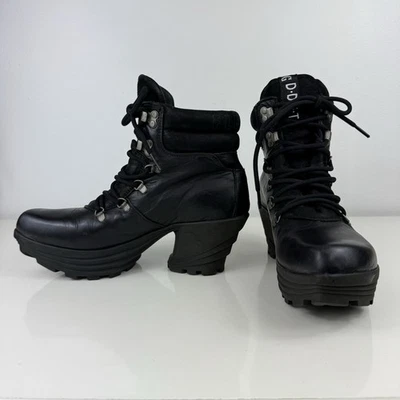 Bota de tornozelo John Fluevog Mellow Mento plataforma feminina preta tamanho 11 - Imagem 1 de 4