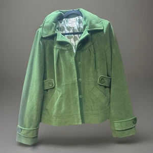 Tulle Green Hooded Jacket Anthropologie Lined Mod Retro Large PeaCoat Boho - Picture 1 of 8