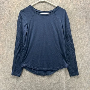 Lululemon Shirt Womens 2 Blue Navy Long Sleeve Pima Cotton Blend Athletic Gym - Picture 1 of 10