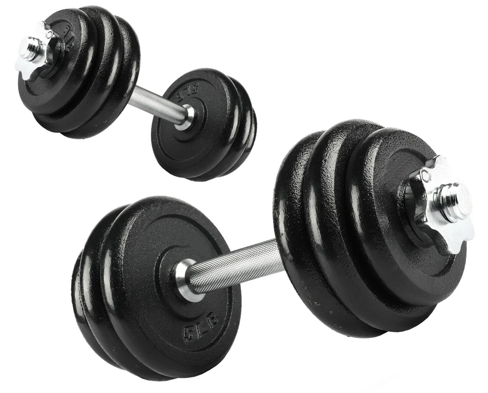 40lb Adjustable Dumbbell Set Weightlifting and Strength Training Chrome & Black - Image 1 of 4