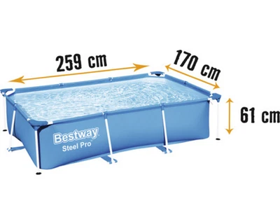 Bestway Steel Pro Aufstellpool ohne Pumpe Pool Swimmingpool 259x170x61 cm blau - Bild 1 von 2