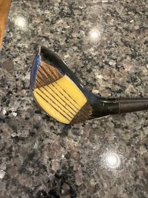 Vintage Spalding 5 Wood Persimmon Head Brass Soleplate USA Stainless Shaft - Image 1 of 4