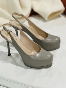 Yves Saint Laurent graue Leder Tribtoo Pumps Gr. 38,5 (US 8,5) - Bild 1 von 5