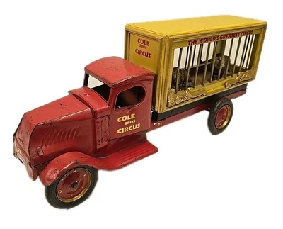 Antique Turner Toys Custom Pressed Steel & Wood Cole Brothers Circus Mack Truck - Image 1 of 4