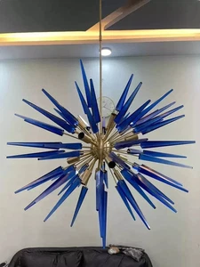 1950's Mid Century Murano MultiColor Cube Sputnik Italian Ceiling Light Fixtures - Picture 1 of 5
