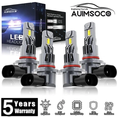 For GMC Savana 4500 2009-2020 Combo 4x LED Headlights Hi-Lo Beam Bulbs 72000LM - Image 1 of 4