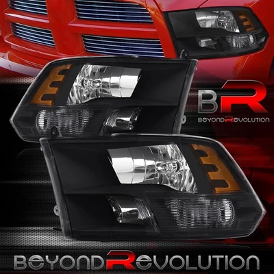 For 2010-2018 Ram Truck 1500-3500 Black Amber Headlights Quad Lamps Left + Right Foto 1 de 4