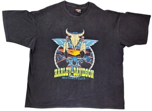 Vintage Harley Davidson Topeka Kansas T-Shirt XXL Black Skull Single Stitch 1992 - Picture 1 of 11