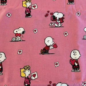 Springs Creative Peanuts Fabric 70”x45 Pink Snoopy Charlie Brown Valentines 2019 - Picture 1 of 6