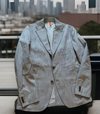 Cerruti 1881 Smart Unstructured Striped Cotton Denim Sports Blazer UK 42 EUR 52 - Image 1 of 4