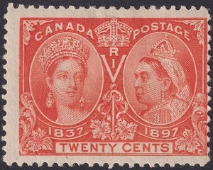 Canadá 1897 QV Jubilee 20c Vermilion Mint SG133 gato £140 goma perturbada - Imagen 1 de 2