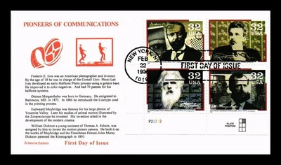 DR JIM STAMPS US COVER PIONEERS OF COMMUNICATION FDC PLATE BLOCK ARISTOCRAT - Image 1 of 2