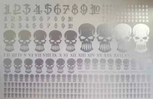 Iron Skull in Silver & Unit Markings Waterslide Decal Sheet fits Warhammer 40k - Picture 1 of 3