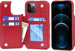 iPhone 12 Pro Max 6,7 Zoll Geldbörse Etui mit PU Leder Karten Taschen Rückseite Flip Cover - Bild 1 von 7