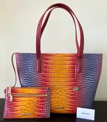 Bolso de Mano Brahmin Brooke Sunrise Millenia Cuero Repujado, Bolsa Desmontable, Nuevo con Etiquetas Foto 1 de 4