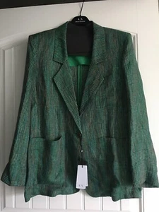 NWT A/X ARMANI EXCHANGE 100% LINEN HOUNDSTOOTH BLAZER JACKET SIZE 12 $290 - Picture 1 of 13