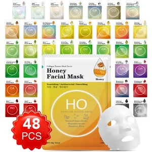Collagen Essence Sheet Facial Masks (48 Pack), Bulk Sheet Masks for Face, Ski... - Picture 1 of 7