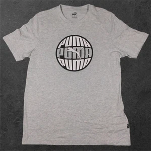 Puma Graphic Crew Neck Short Sleeve T-Shirt Grey Casual Tops Men's Small NWT - Picture 1 of 3