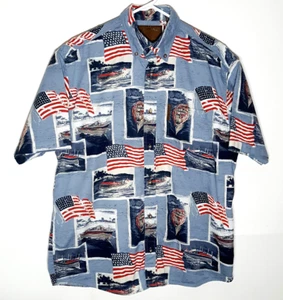 Patriotic USA Boating Shirt by Clearwater | Summer Lakes Fishing | Mens Medium - Picture 1 of 7