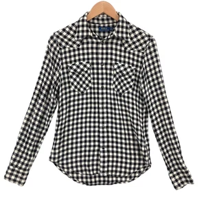 Polo Ralph Lauren Boys Western Flannel Shirt Size 8 Black White Check Plaid - Picture 1 of 12