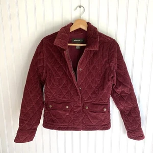 Eddie Bauer Cranberry Red Burgundy Quilted Jacket Petite Small Womens - Picture 1 of 8