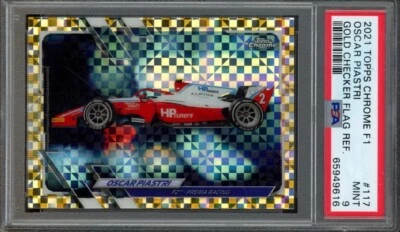 2021 Topps Chrome F1 Oscar Piastri Gold Check Flag Refractor /50 #117 PSA 9 POP5 - Image 1 of 2