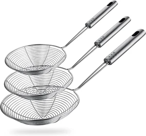 Spinnensieb Skimmer Löffel 3er Set Größen Bratlöffel Edelstahl Friteuse - Bild 1 von 7