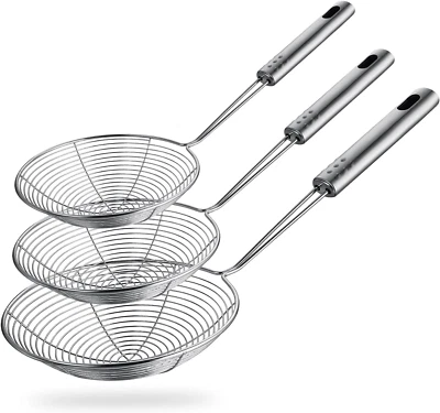 Spider Strainer Skimmer Spoon Set Of 3 Sizes Frying Spoon Stainless Steel Fryer
