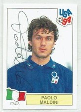 PAOLO MALDINI signed 1994 Panini World Cup Story USA 94 Sticker #251 ITALY