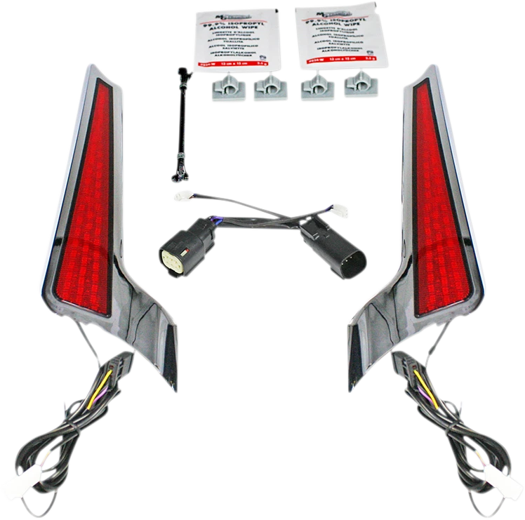 Paneles de luz LED cromados/rojos 2010-2013 para Harley Road Glide Custom FLTRX Fascia Foto 1 de 1