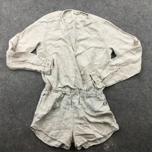 Cloth & Stone Romper Women XS Tan V- Neck  Linen Blend Short Extra Small - Picture 1 of 11