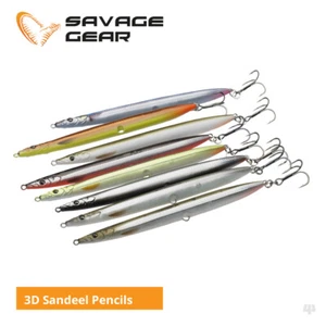 Savage Gear 3D Sandeel Pencil Lures - Bass Cod Wrasse Pollock Sea Fishing Tackle - Picture 1 of 19