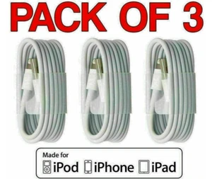 3x USB iPhone Charger Fast For Apple Long Cable USB Lead 6 7 8 X XS XR 11 12 Pro - Afbeelding 1 van 3