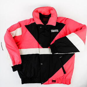 Vintage Yamaha Snowmobile Jacket Coat Pink Black White Size Large L