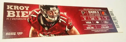 2014 Cleveland Browns Atlanta Falcons Football Ticket Stub Cover