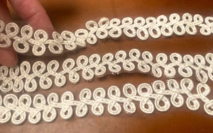 swirl strips 5/8x13.5" rayon braid trim dyeable ivory 2pcs Studio Clearance Sale - Picture 1 of 8