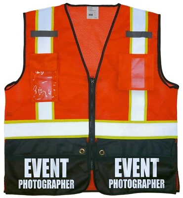Event Photographer Survivor Safety Vest with Reflective logo front and back - Image 1 of 4