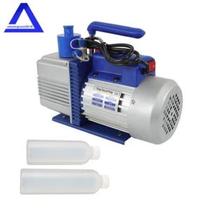 9.6 CFM 1 HP 110V Air Vacuum Pump Single-Stage Rotary Vane HVAC with Oil Bottle - Picture 1 of 17
