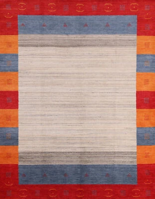 Bordered High-quality Hand-woven Wool Rug Durable Gabbeh Rug 6x8 ft - Image 1 of 4