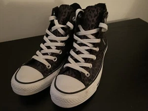 Converse Chuck Taylors All Star Blck Leopard Side Zipper Women’s size 6.5 - Picture 1 of 4
