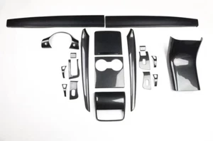 19PCS Black Carbon Fiber Car Interior Kit Cover Trim For Tesla Model 3 2021-2023 - Foto 1 di 10