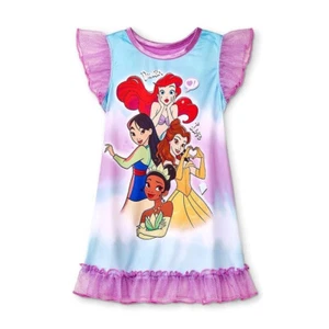 Disney Princess Big Girl's Ariel, Mulan, Belle and Tiana Silky Purple Nightgown - Picture 1 of 5