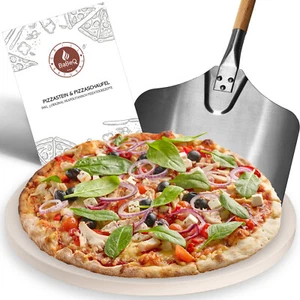 BABEQ Pizzastein rund 38cm mit Pizzaschieber für Gas-, Holz-Kohlegrill, Backofen - Bild 1 von 6