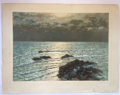 COTES DE BRETAGNE 1910 GRANDE GRAVURE SUR CUIVRE ORIGINALE GALERIE GEORGES PETIT - Photo 1/2