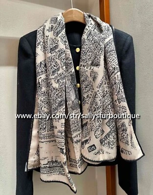 Bufanda envolvente pura 70 % cachemir y 30 % seda mapa calle estampado chal doble cara 53" Foto 1 de 4