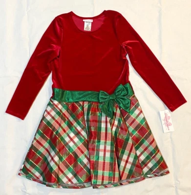 NWT-Bonnie Jean Girl's Holiday Christmas Dress Red Green Plaid Girl's-Sz-16-$68 - Image 1 of 4