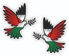 Handed Pair Of Beautiful Dove of Peace & Palestine Palestinian Flag car sticker