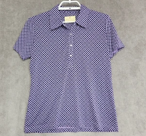 Sport Haley Polo Top Womens M Purple Black 1/4 Button Soft Geometric - Picture 1 of 12